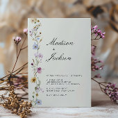 Bohemische Wildblumen Kalligrafie Hochzeitsstichta Einladung