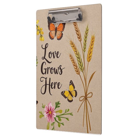 Bohemische Wildblumen, Schmetterlinge, Weizenhalme Klemmbrett (Links)