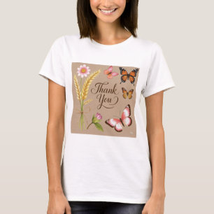 Bohemische Wildblumen, Schmetterlinge, Weizenhalme T-Shirt
