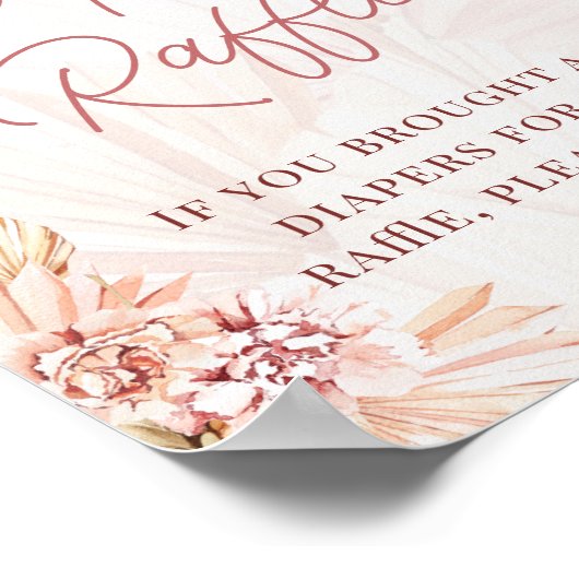 Bohemische Windeln Raffle Boho Kinderdusche Sprink Poster (Ecke)