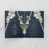 Bohemische Wood Floral Blue Hochzeitsorden Programm (Innenseite)