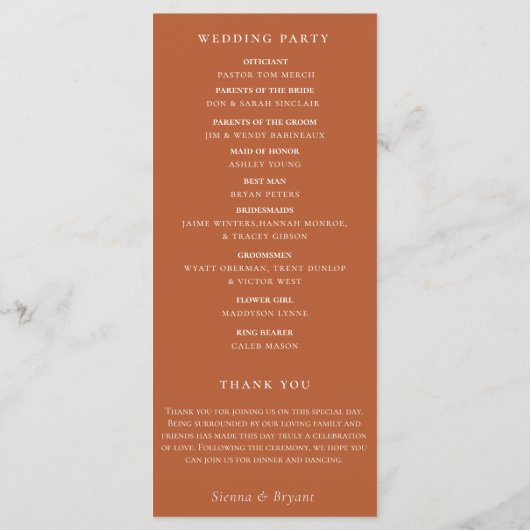 Bohemische Wüstenhochzeit Programm (Rückseite)