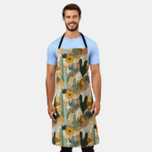 Bohemische Wüstenkaktus All-over-Print-Schürze Schürze (Getragen)