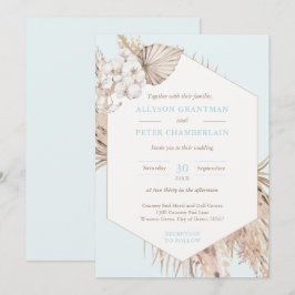 Bohemische Wüstenpampas-Grasshochzeit in neutralen Einladung