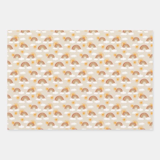 Bohemische Wüstenrost- und Sonnenmuster Geschenkpapier Set (Vorderseite)