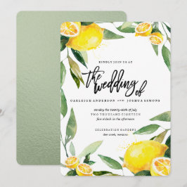 Bohemische Zitrone und Blätter Einladung Hochzeit