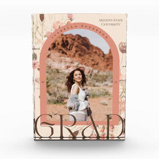 Bohemischer Abschluss mit Blumenrahmen Fotoblock (Vorderseite)