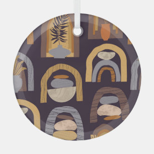 Bohemischer Abstract: Minimalistischer Vintage-Cha Ornament Aus Glas