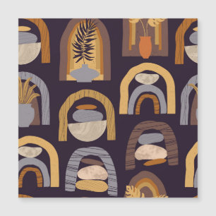 Bohemischer Abstrakt: Minimalistischer Vintage-Cha Magnetkarte