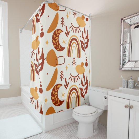 Bohemischer Abstrakter geometrischer Duschvorhang (Beispiel)