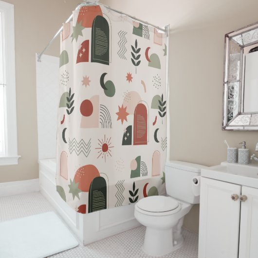 Bohemischer Abstrakter geometrischer Duschvorhang (Beispiel)