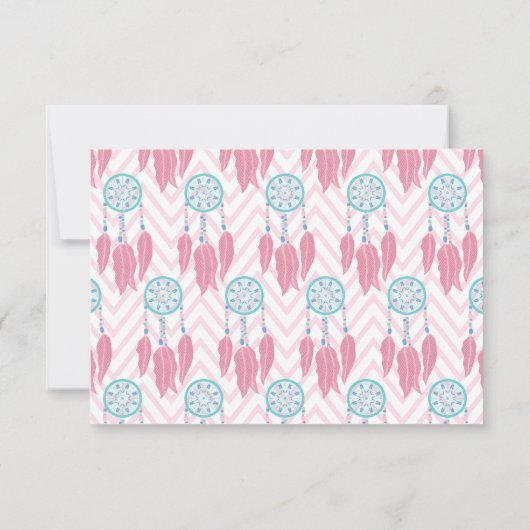 Bohemischer Aquamariner rosafarbener Dreamcatcher  Save The Date (Rückseite)