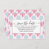 Bohemischer Aquamariner rosafarbener Dreamcatcher Save The Date (Vorne/Hinten)