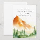 Bohemischer bearbeitbarer Berg Save The Date (Vorne/Hinten)