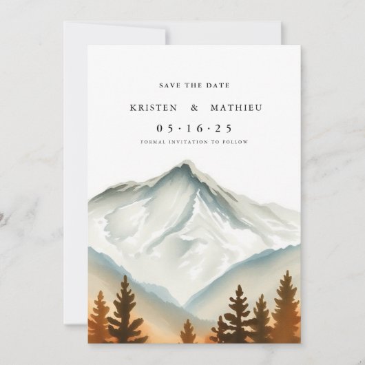 Bohemischer bearbeitbarer Berg Save The Date (Vorderseite)