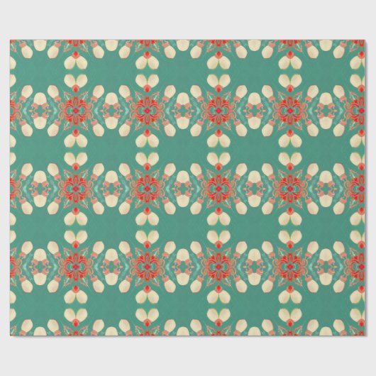 Bohemischer bezaubernder Türkis-korallenrote Geschenkpapier (Flach)