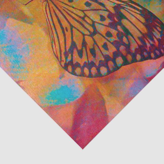 Bohemischer blauer orange Hippie-Schmetterling Seidenpapier (Ausschnitt)