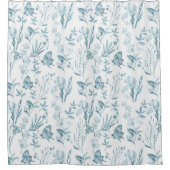 Bohemischer blauer Vintager Pastellschmetterling Duschvorhang (Vorderseite)