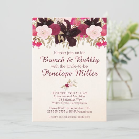 Bohemischer Blumenbrunch und Einladung (Stehend Vorderseite)