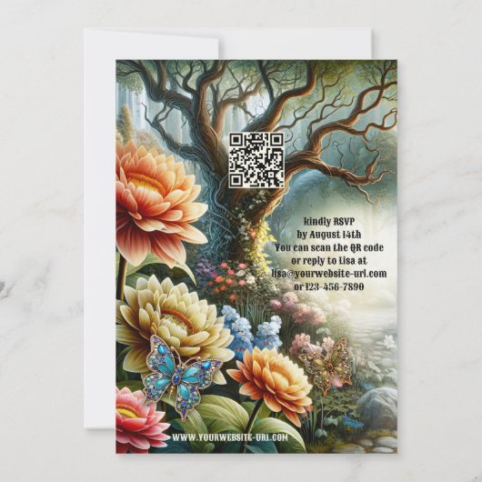 Bohemischer Blumengarten Geburtstag Einladung (Rückseite)