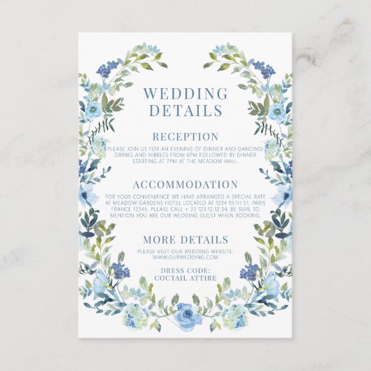 Bohemischer Blumenkranz rustikale Hochzeitsdetails Begleitkarte (Vorderseite)