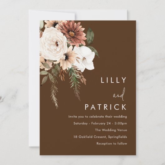 Bohemischer Blumensommer und Hochzeiten Einladung (Vorderseite)