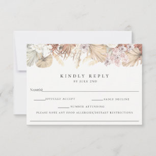 Bohemischer botanischer Hochzeitstich mit Allergik RSVP Karte