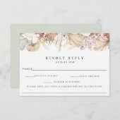 Bohemischer botanischer Hochzeitstich mit Allergik RSVP Karte (Vorne/Hinten)