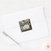 Bohemischer Botanischer Schmetterling Pariser Brau Quadratischer Aufkleber (Umschlag)