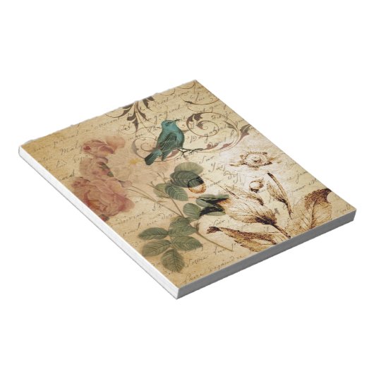 Bohemischer Chic Paris Scripts Vogel Französisch b Notizblock (angewinkelt)