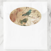 Bohemischer Chic Paris Scripts Vogel Französisch b Ovaler Aufkleber (Tasche)