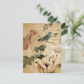 Bohemischer Chic Paris Scripts Vogel Französisch b Postkarte (Stehend Vorderseite)