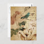 Bohemischer Chic Paris Scripts Vogel Französisch b Postkarte (Vorne/Hinten)