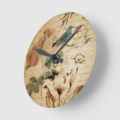 Bohemischer Chic Paris Scripts Vogel Französisch b Runde Wanduhr (Winkel)