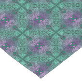 Bohemischer Damast in Peacock Blue Aquamarin Lila Kurzer Tischläufer (Ecke)