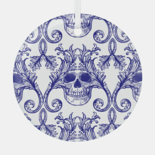Bohemischer Damast, Schädel nahtlos verzieren. Ornament Aus Glas