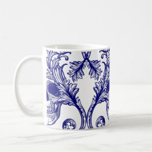 Bohemischer Damast, Totenkopf nahtloses Ornament. Kaffeetasse