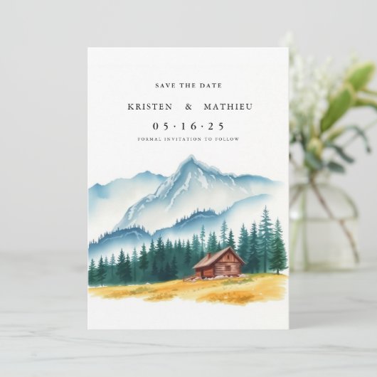 Bohemischer digitaler Berg Save The Date (Stehend Vorderseite)