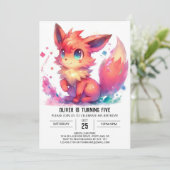 Bohemischer digitaler Fox Geburtstag Einladung (Stehend Vorderseite)