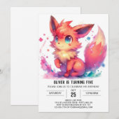 Bohemischer digitaler Fox Geburtstag Einladung (Vorne/Hinten)