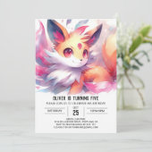 Bohemischer digitaler Fox Geburtstag Einladung (Stehend Vorderseite)