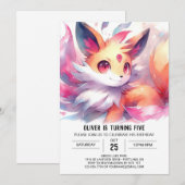 Bohemischer digitaler Fox Geburtstag Einladung (Vorne/Hinten)