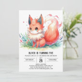 Bohemischer digitaler Fox Geburtstag Einladung (Stehend Vorderseite)
