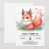 Bohemischer digitaler Fox Geburtstag Einladung (Vorne/Hinten)