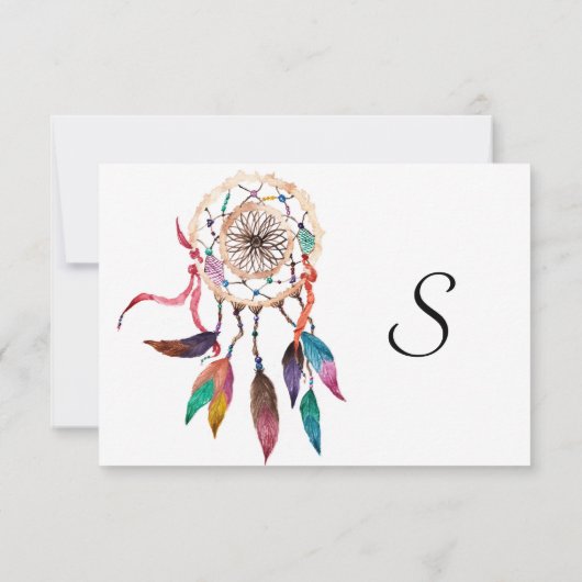 Bohemischer Dreamcatcher in Wasserfarbenmalerei Einladung (Rückseite)