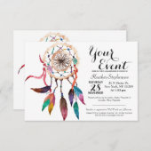 Bohemischer Dreamcatcher in Wasserfarbenmalerei Einladung (Vorne/Hinten)