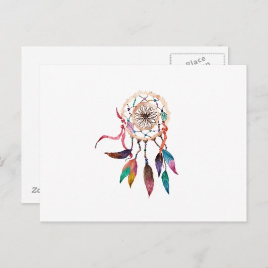 Bohemischer Dreamcatcher in Wasserfarbenmalerei Postkarte (Vorne/Hinten)