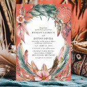 Bohemischer Dreamcatcher und Feather Wreath Weddin Einladung
