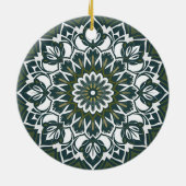 Bohemischer eklektischer Stil Grün Mandala Keramik Ornament (Hinten)