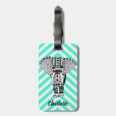 Bohemischer Elefant & Chevrons aus dem Schwarzen u Gepäckanhänger (Rückseite vertikal)